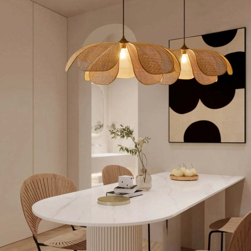 Homdiy Rattan Pendant Light Kitchen Petal Lamp Shade Pendant Lighting