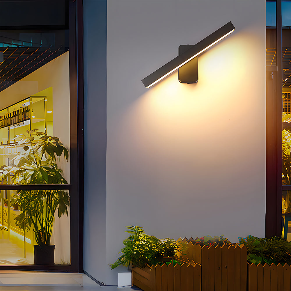 Art Deco Adjustable Geometric Black Aluminum Exterior House Lighting for Courtyard Driveway