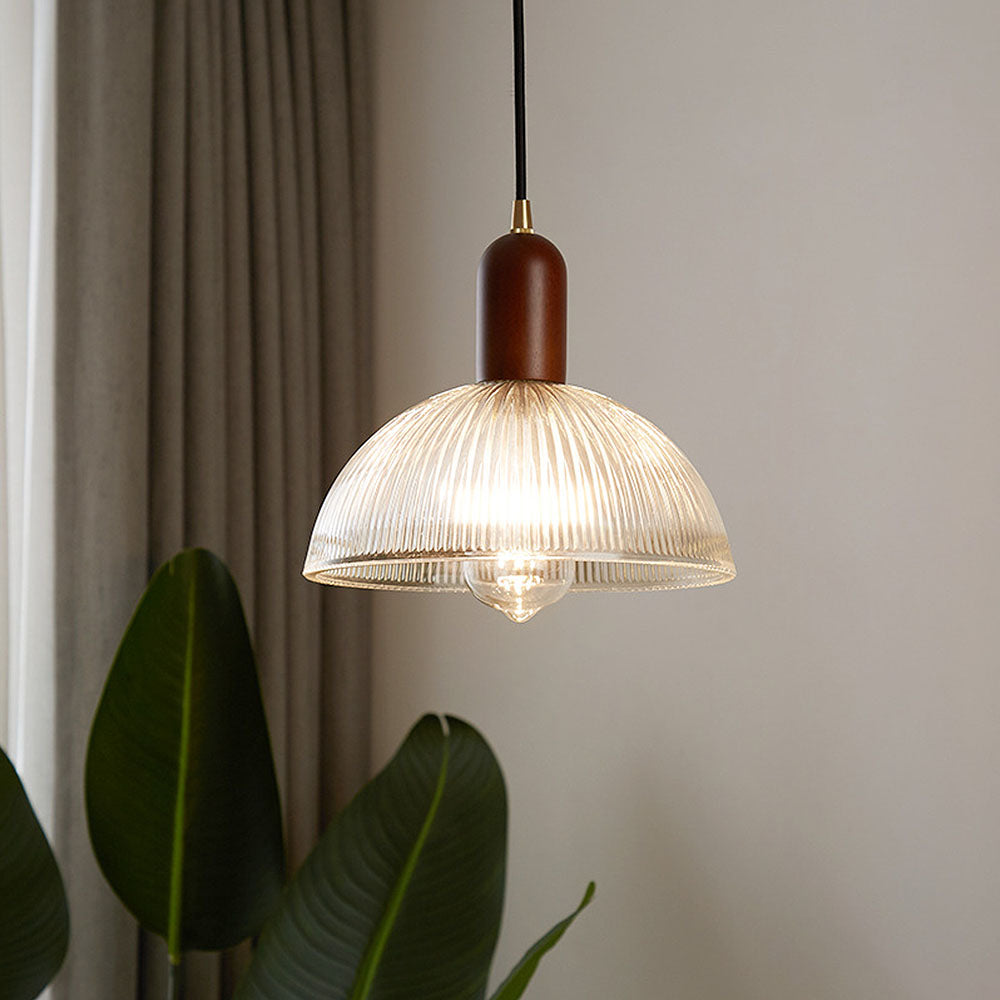 Simple Wood Living Room Clear Pendant Light