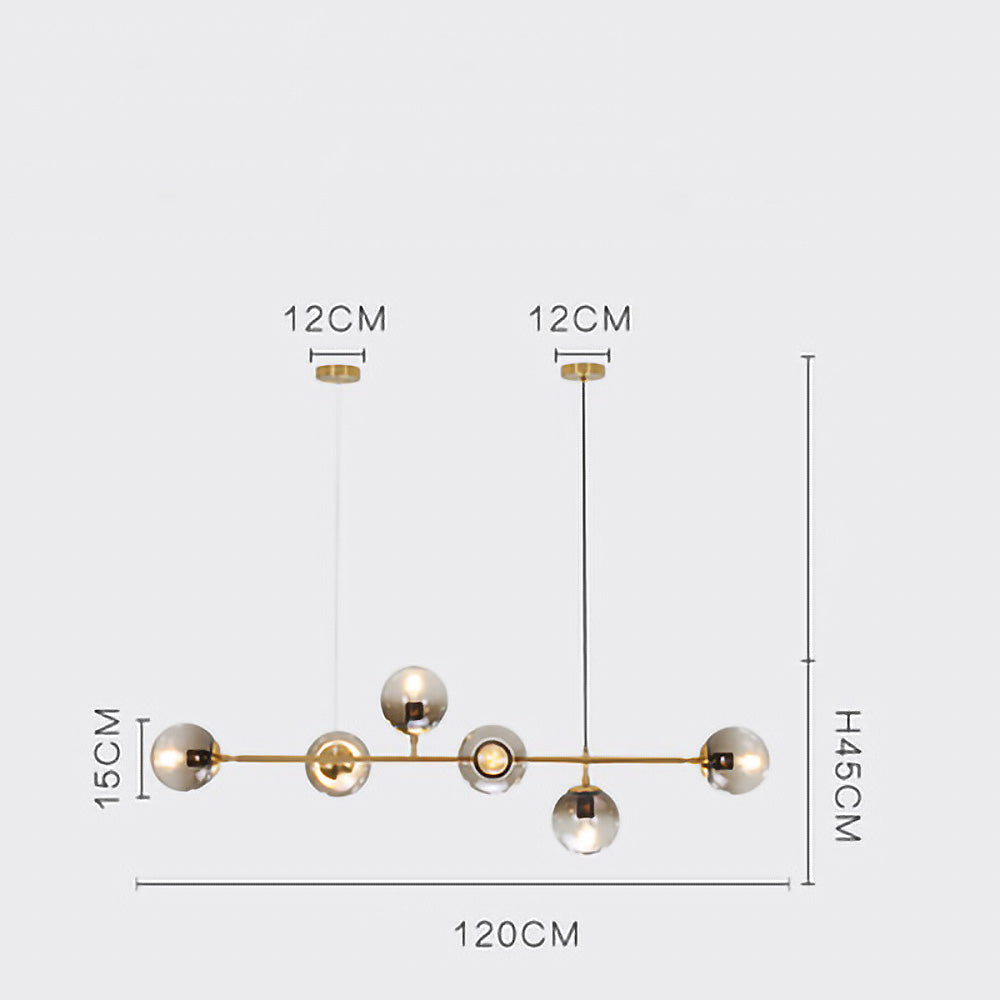 Nordic Designer Long Glass Island Lamp For Kitchen