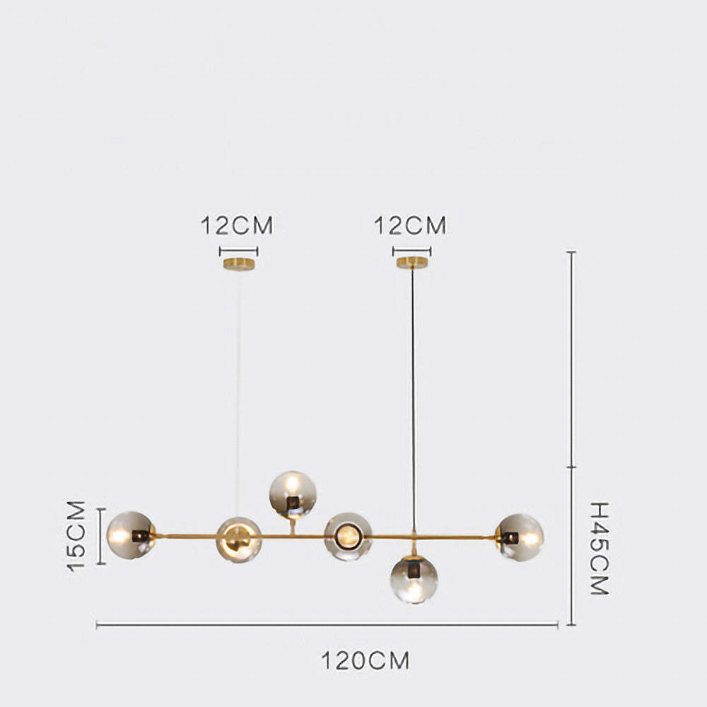 Nordic Designer Long Glass Island Lamp For Kitchen