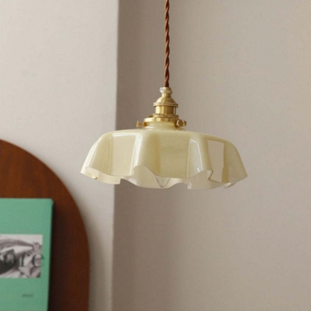 Modern Romantic Glass Ribbon Edge Pendant Light