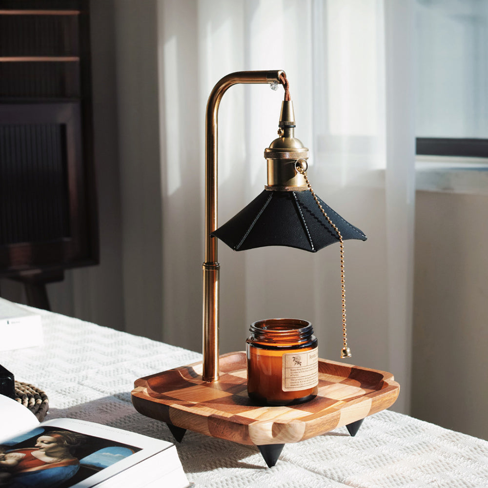 Homdiy Candle Warmer Lamp Bedside Table Lamp Wood Decorative Candle Lamp