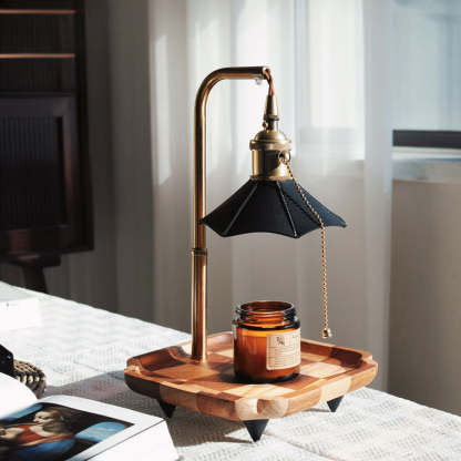 Homdiy Candle Warmer Lamp Bedside Table Lamp Wood Decorative Candle Lamp