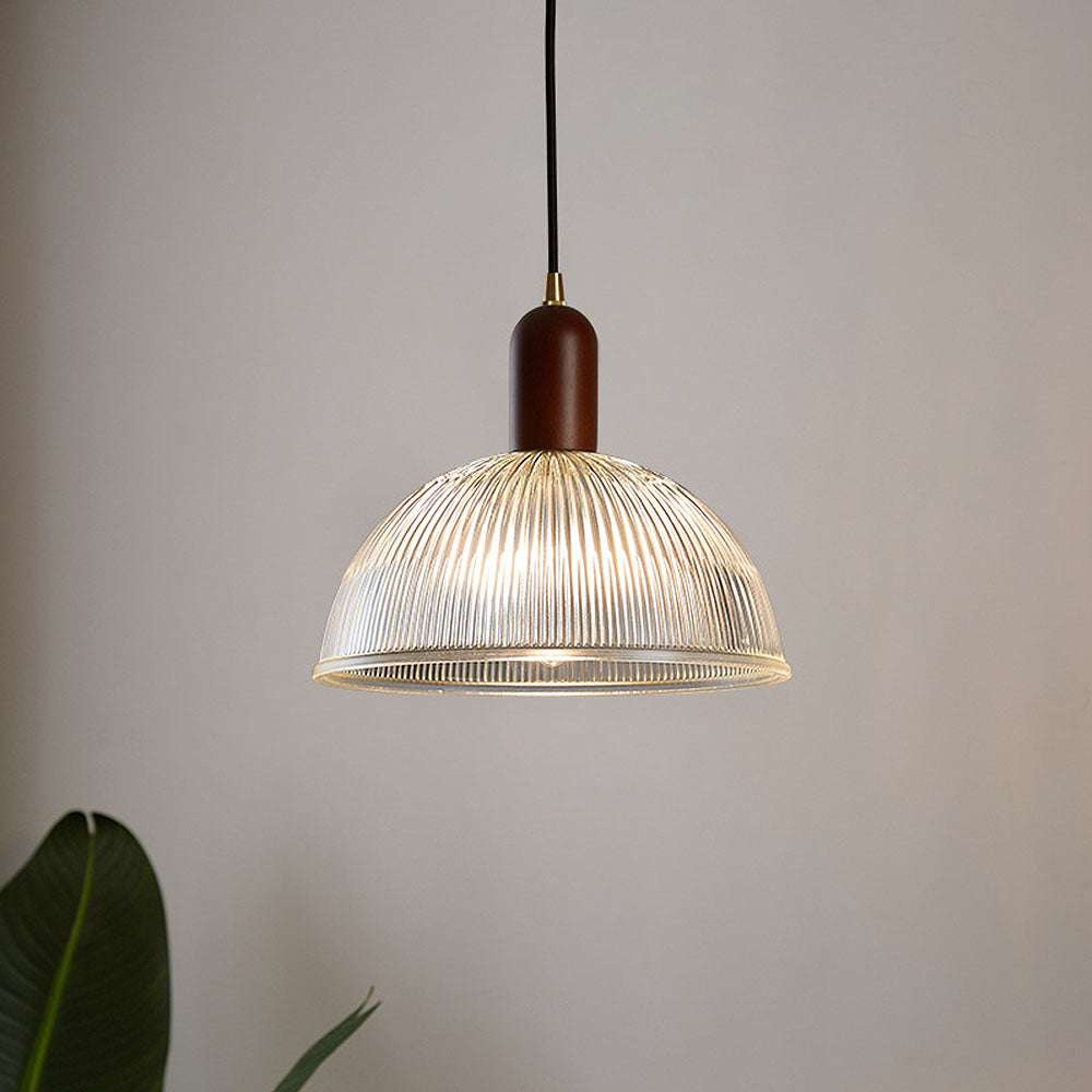 Simple Wood Living Room Clear Pendant Light