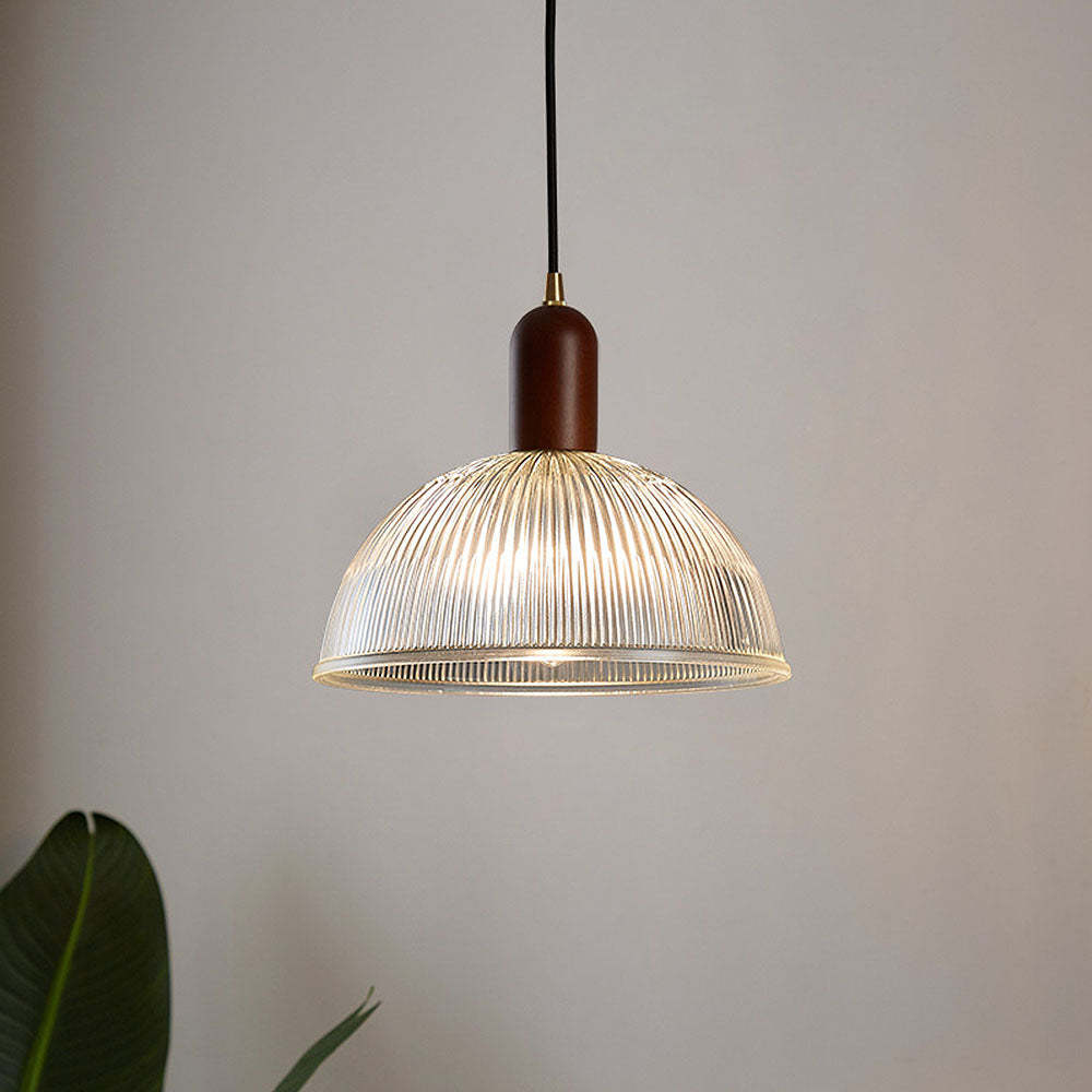 Simple Wood Living Room Clear Pendant Light