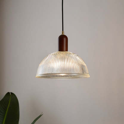 Simple Wood Living Room Clear Pendant Light