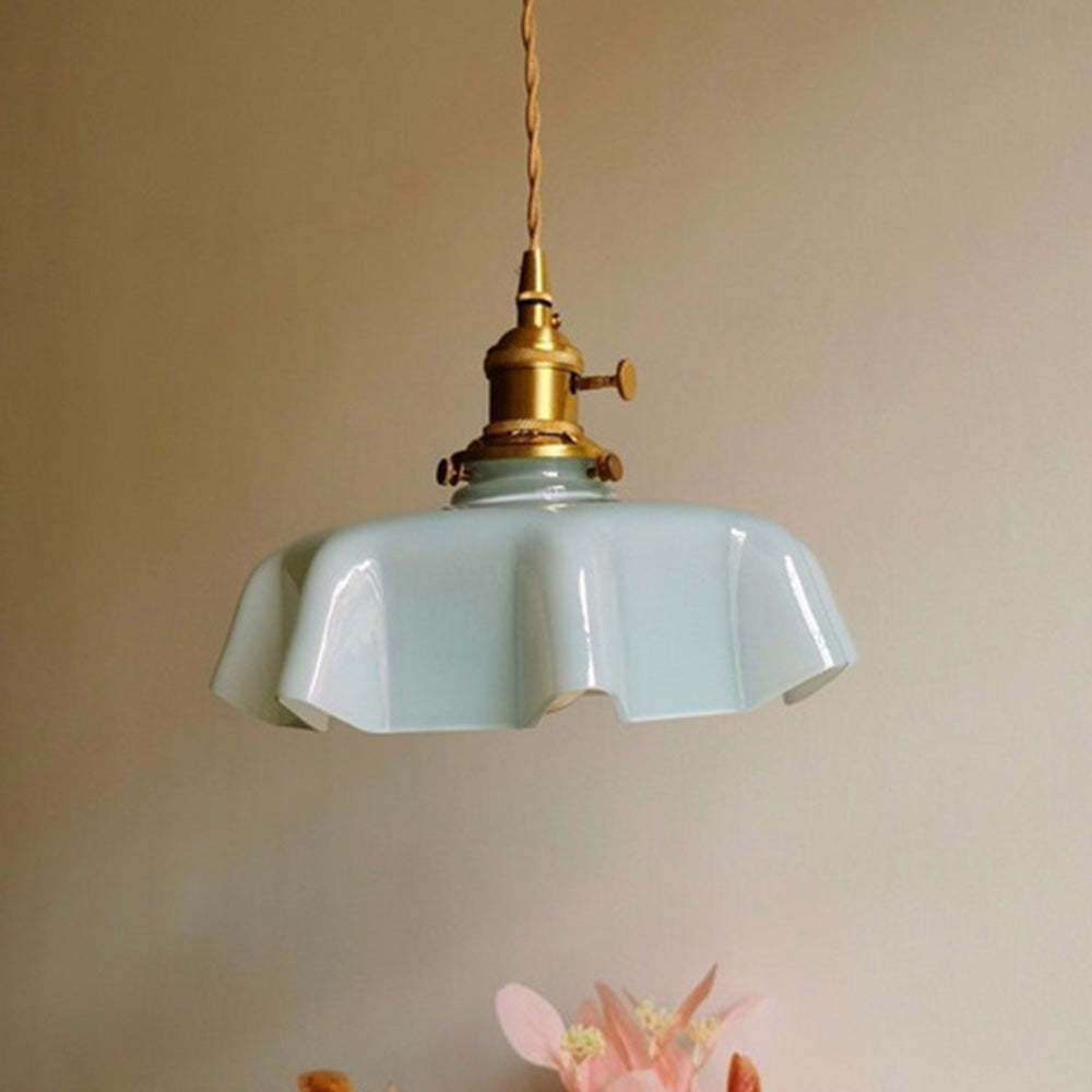 Modern Romantic Glass Ribbon Edge Pendant Light
