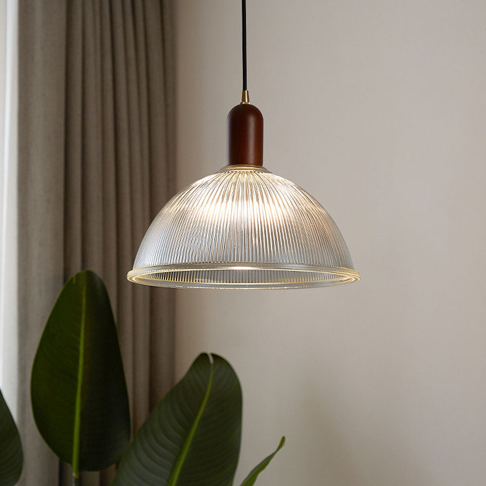 Simple Wood Living Room Clear Pendant Light