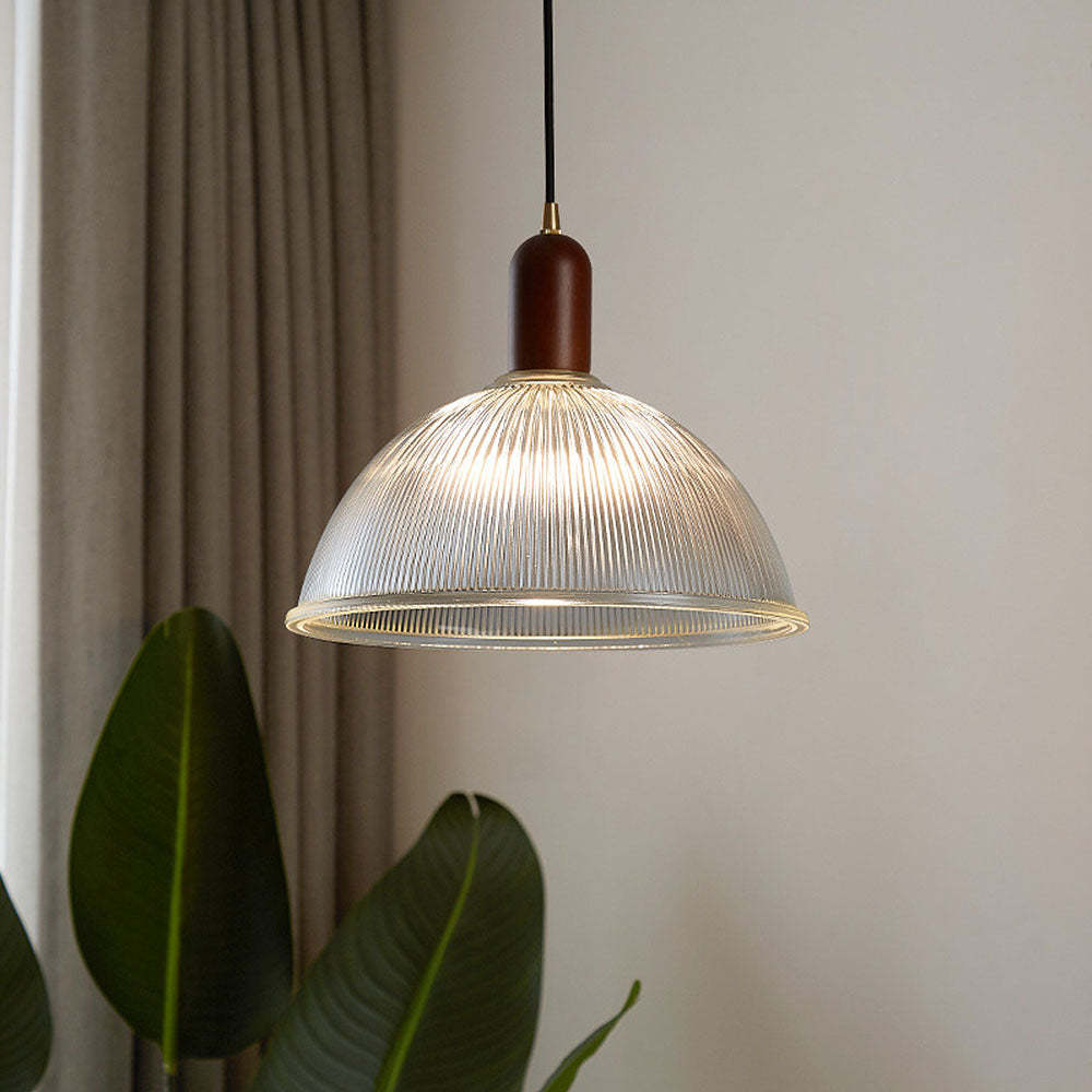 Simple Wood Living Room Clear Pendant Light