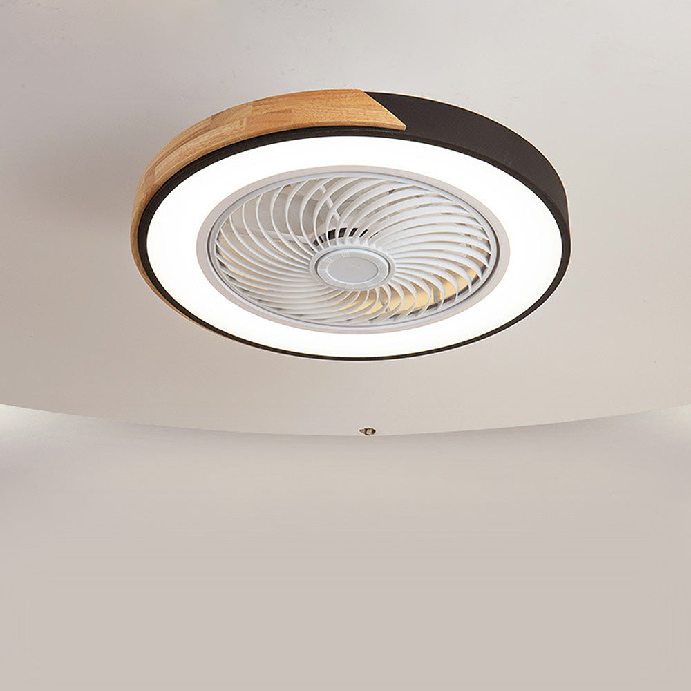 Modern Simple Round Iron Ceiling Fans With LED Lights