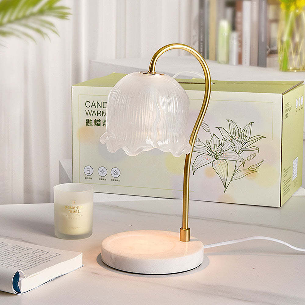 Modern White Flower Shape Glass Mini Candle Warmer Lamp