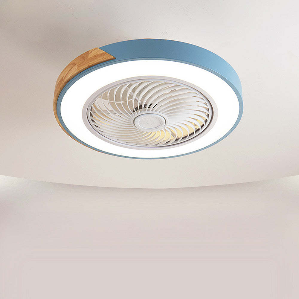 Modern Simple Round Iron Ceiling Fans With LED Lights