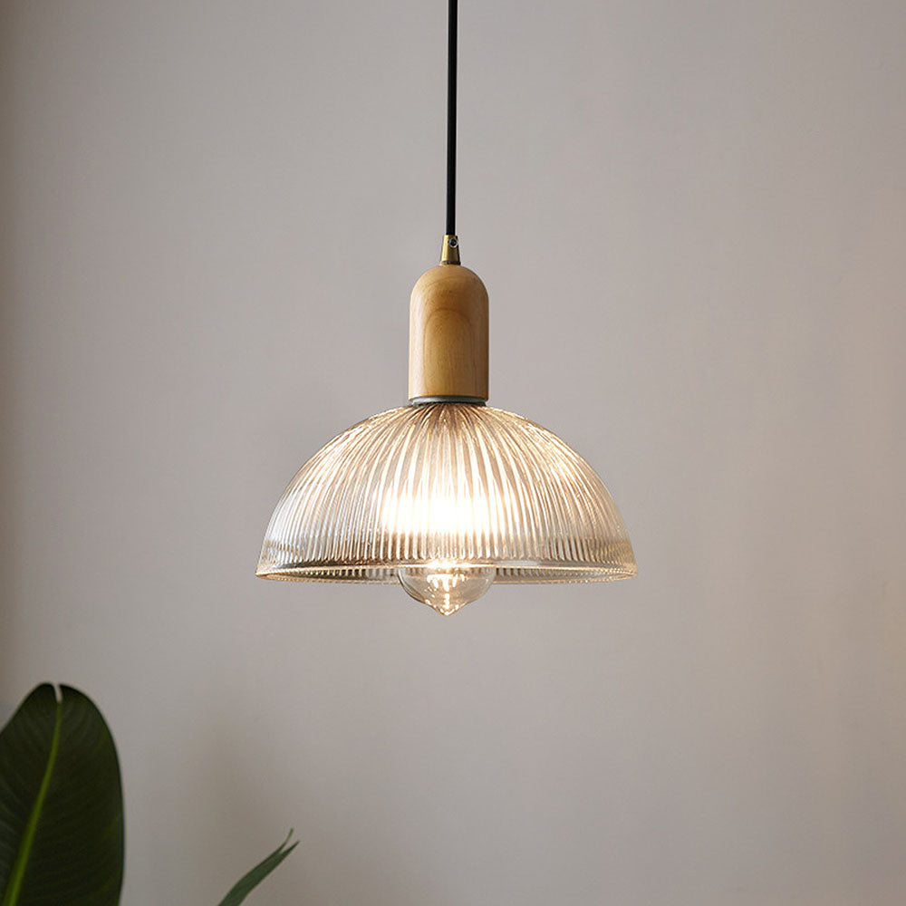 Simple Wood Living Room Clear Pendant Light