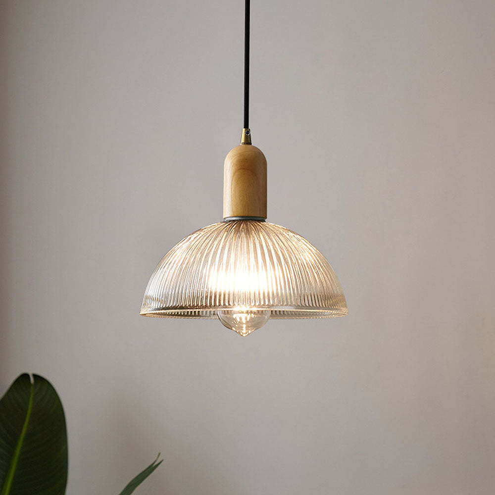 Simple Wood Living Room Clear Pendant Light