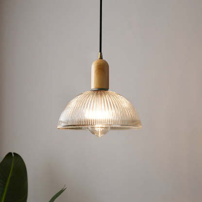 Simple Wood Living Room Clear Pendant Light