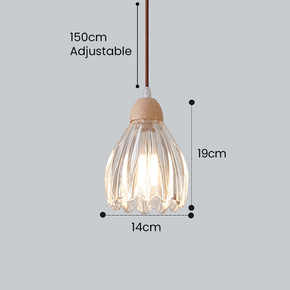 Small Wood Glass Clear Pendant Lights For Bedroom