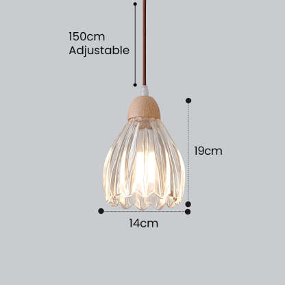 Small Wood Glass Clear Pendant Lights For Bedroom