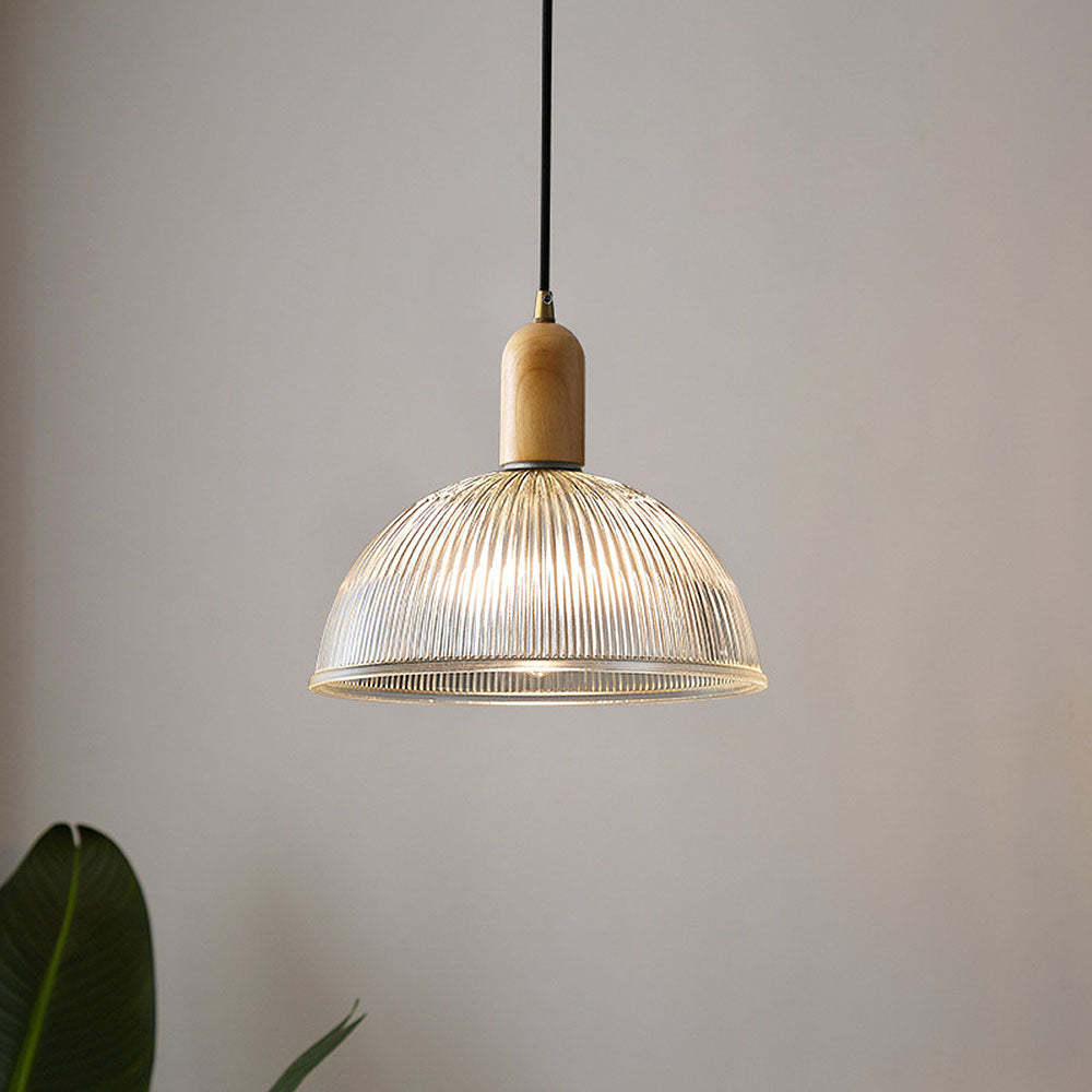 Simple Wood Living Room Clear Pendant Light