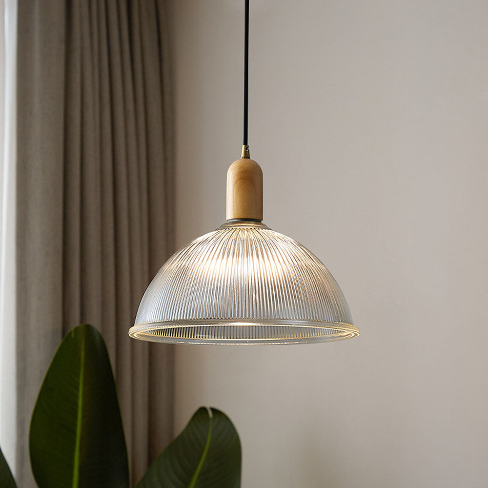 Simple Wood Living Room Clear Pendant Light
