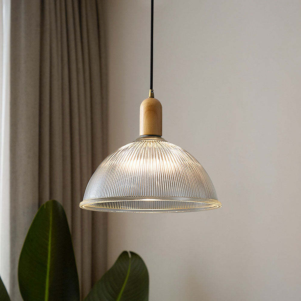 Simple Wood Living Room Clear Pendant Light