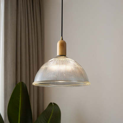 Simple Wood Living Room Clear Pendant Light