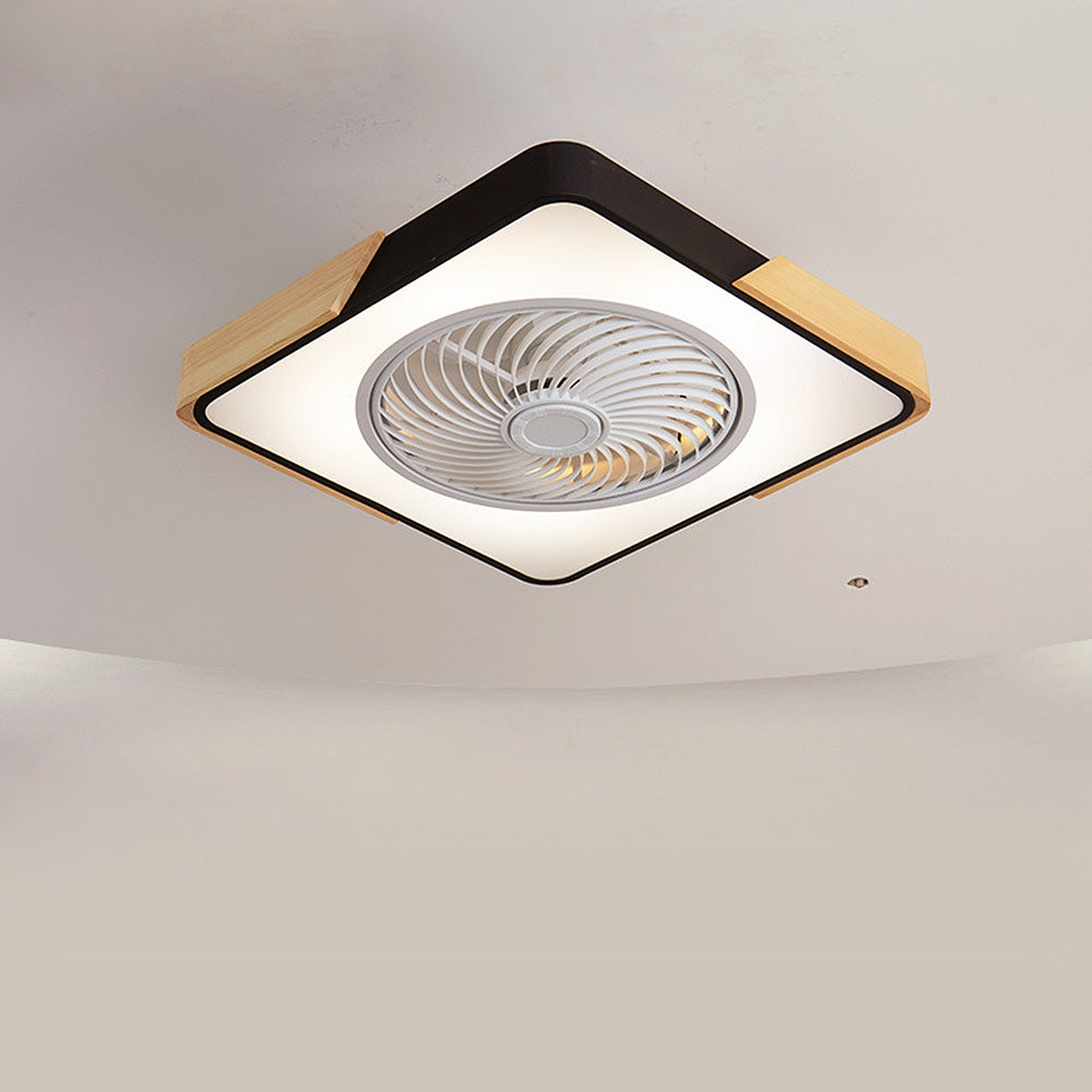 Modern Simple Round Iron Ceiling Fans With LED Lights