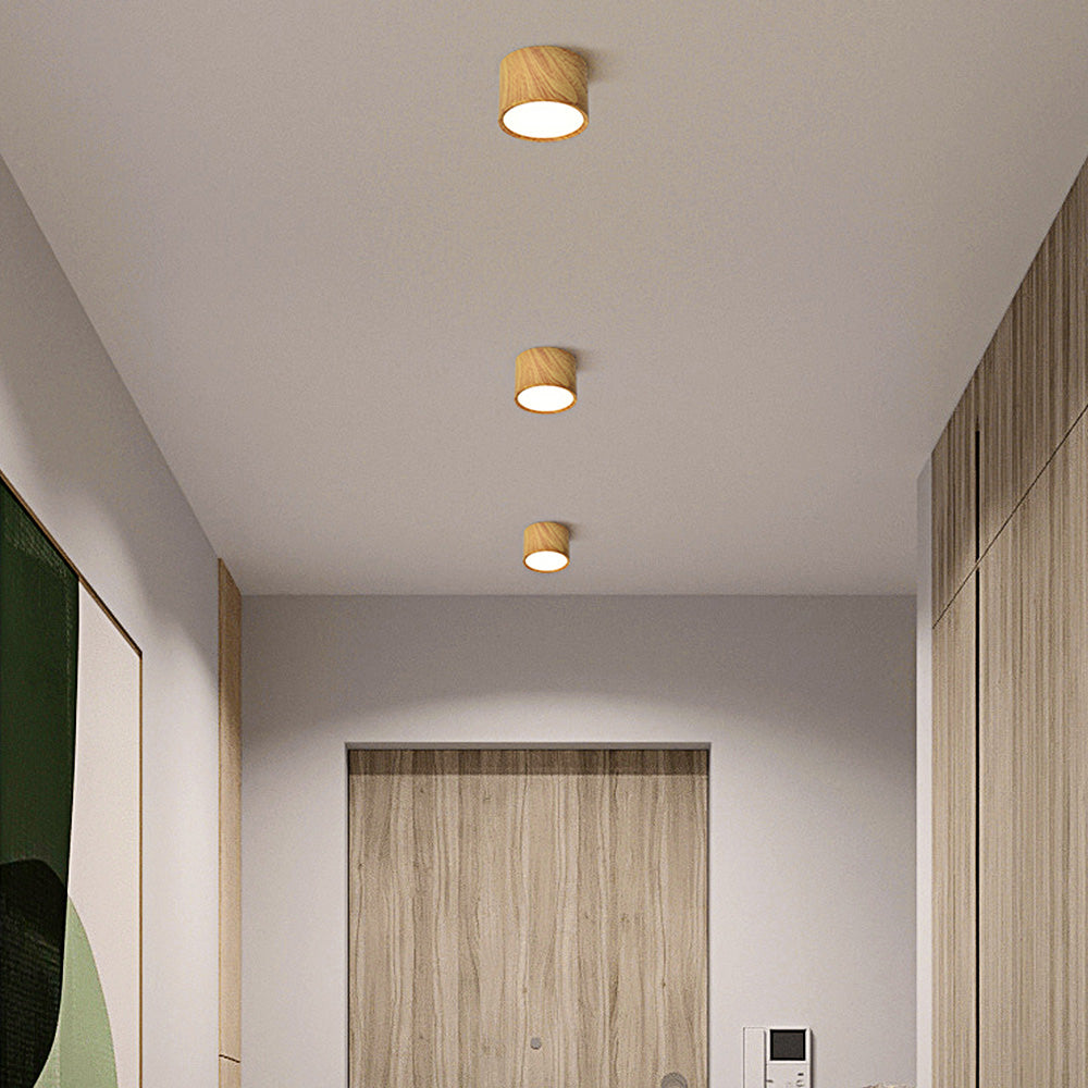 Simple Wood Round LED Hallway Downlight