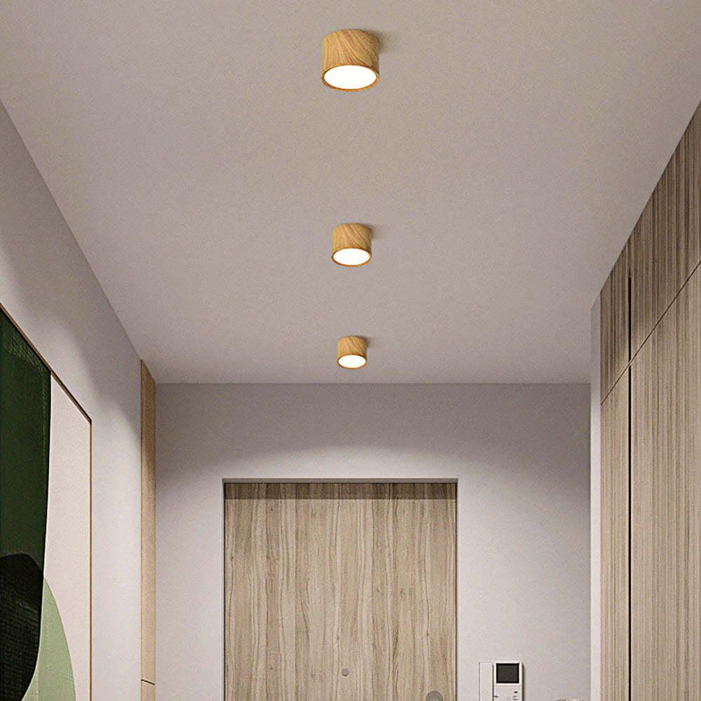Simple Wood Round LED Hallway Downlight