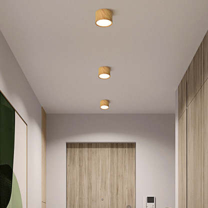 Simple Wood Round LED Hallway Downlight