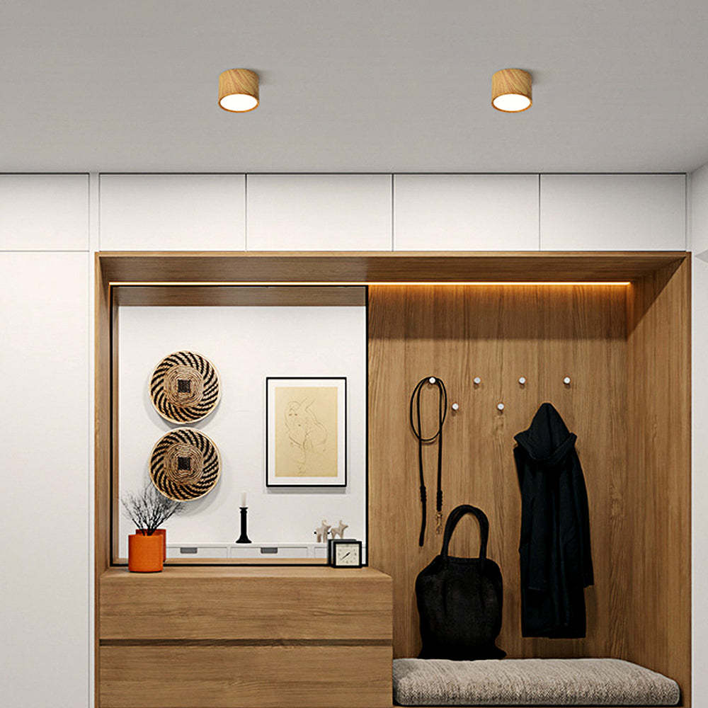 Simple Wood Round LED Hallway Downlight
