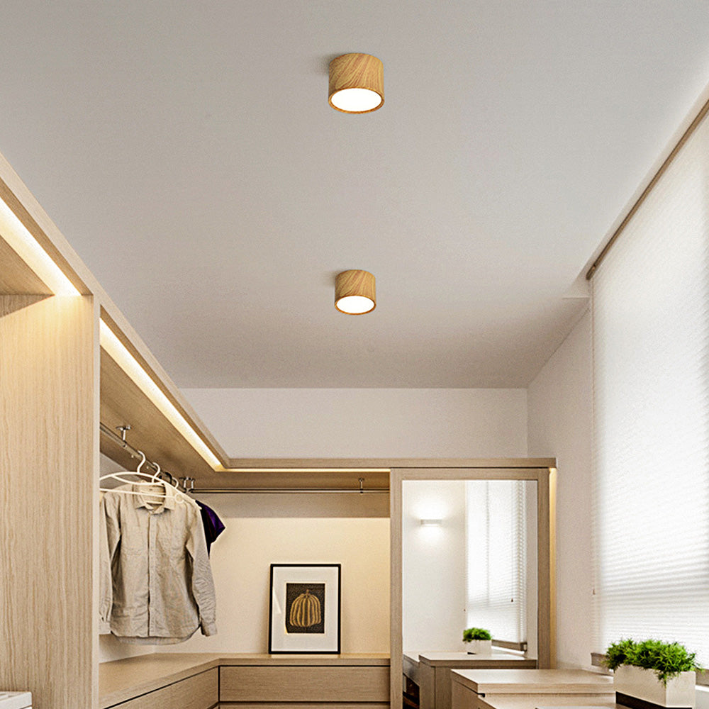 Simple Wood Round LED Hallway Downlight