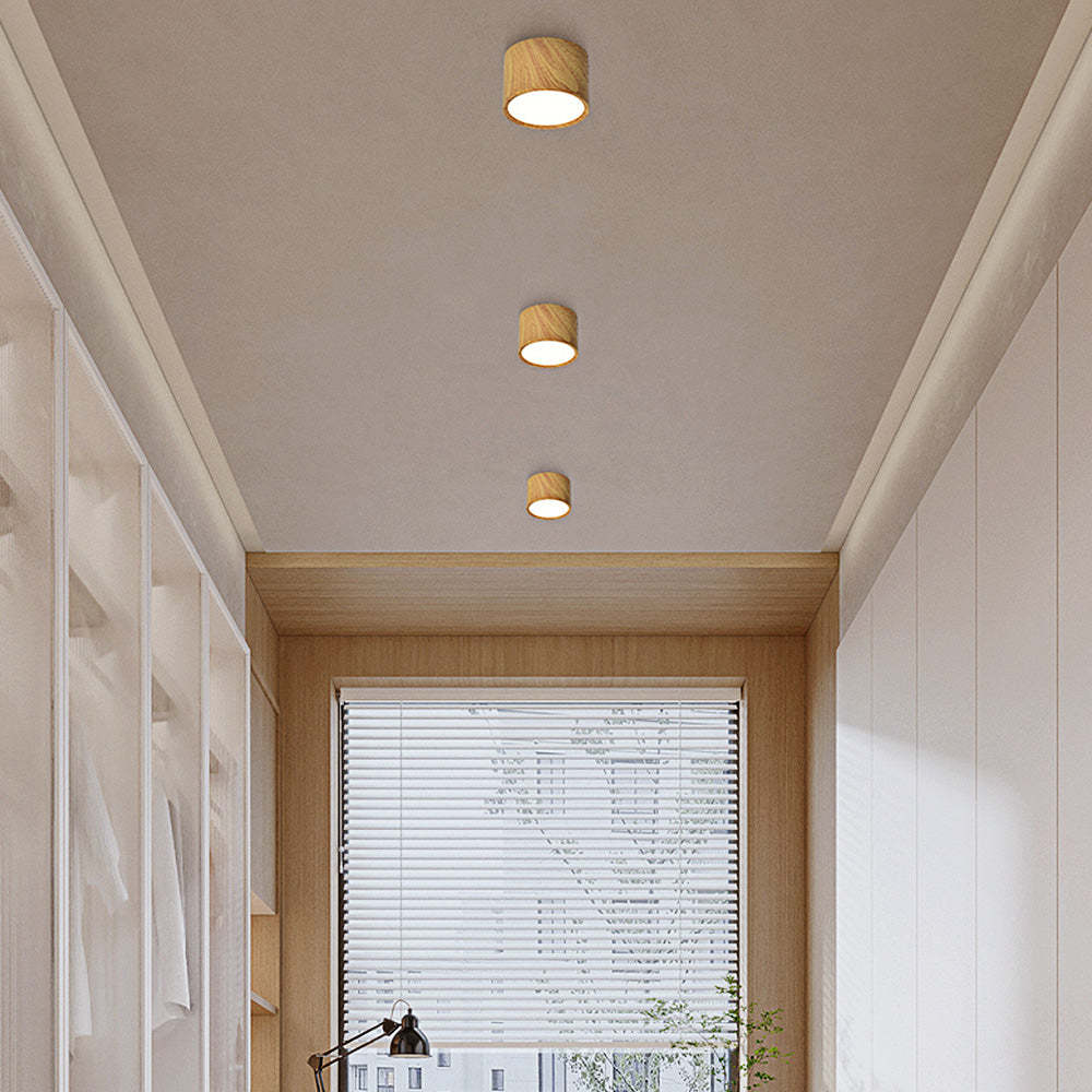 Simple Wood Round LED Hallway Downlight