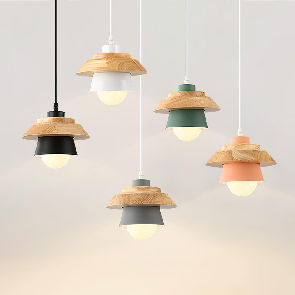 Minimalist Rustic Wood Round Pendant Lights
