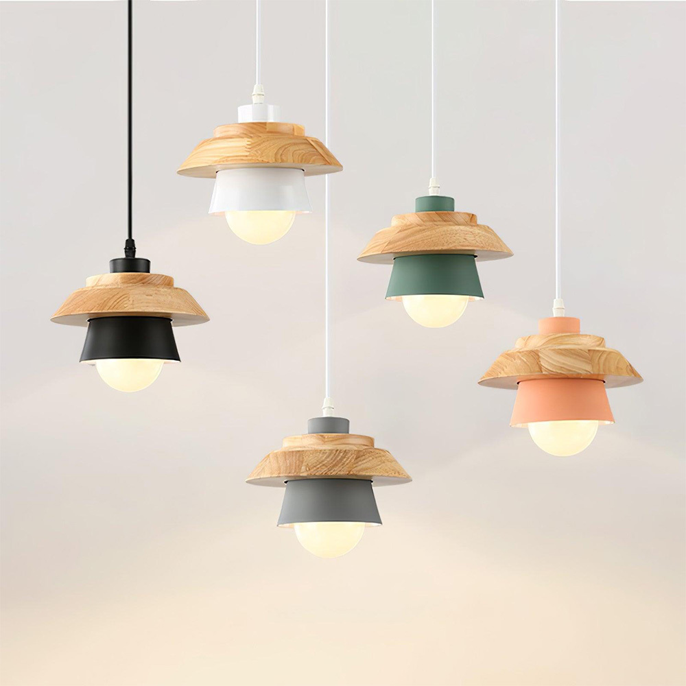 Minimalist Rustic Wood Round Pendant Lights
