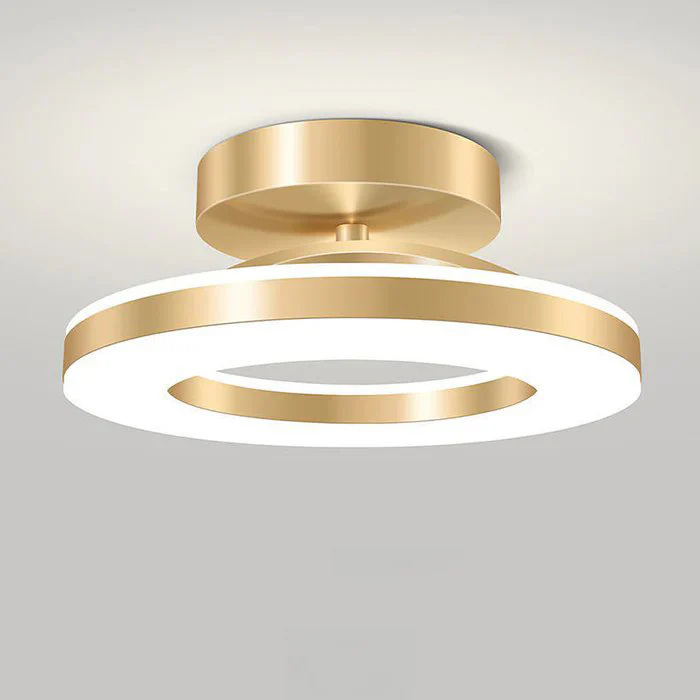 Gold Iron Hallway LED Semi-Flush Ceiling Light