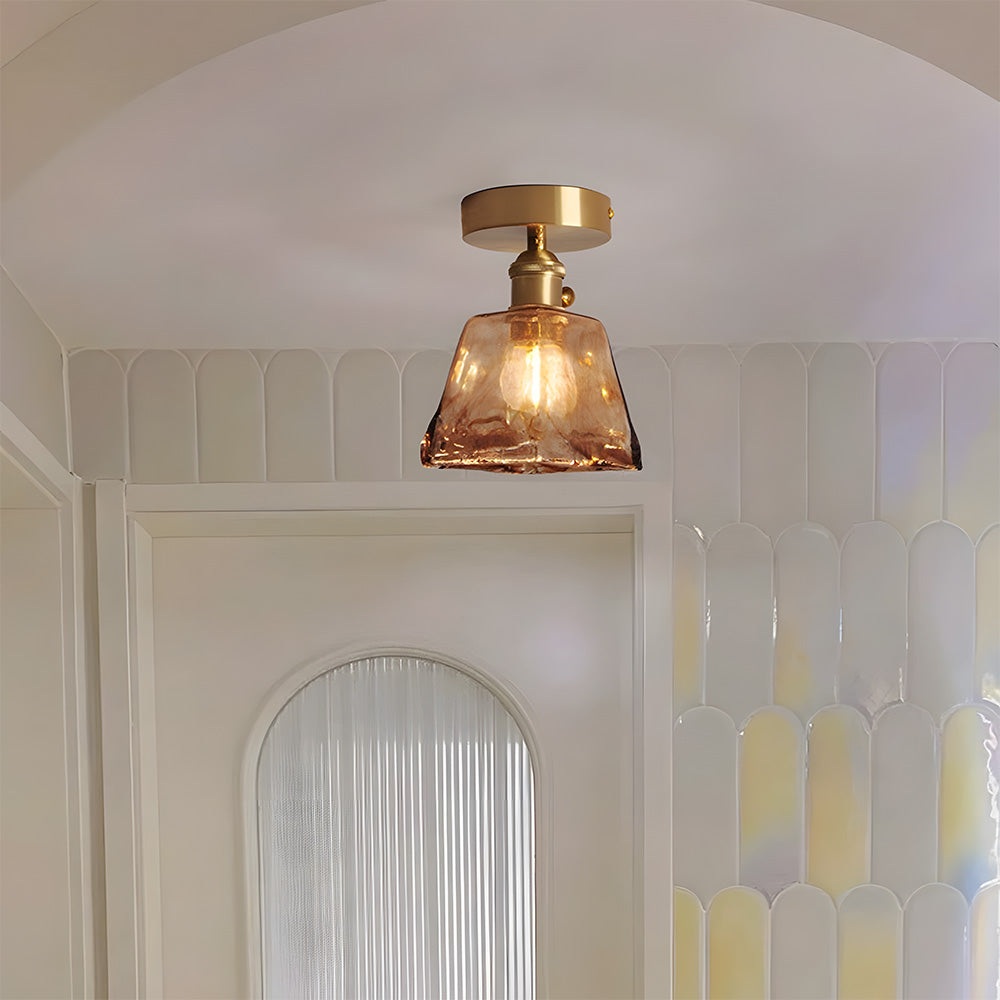 Ceiling light for living room-vintage, amber glass | Lampsmodern UK