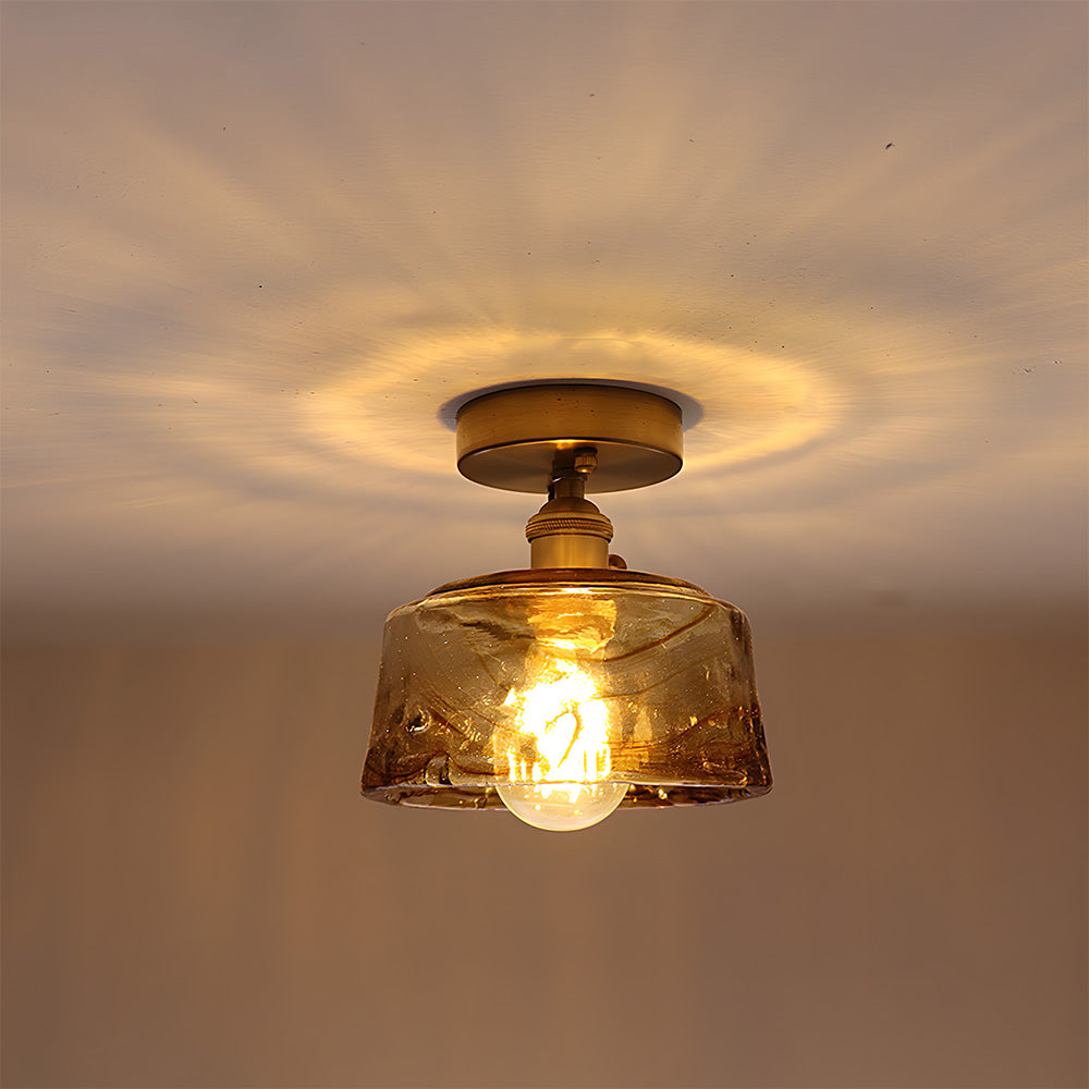 Vintage Amber Glass Multi-Style Semi-Flush Ceiling Light