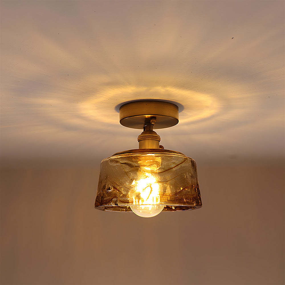 Vintage Amber Glass Multi-Style Semi-Flush Ceiling Light