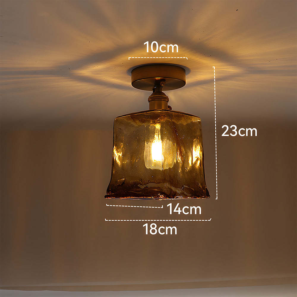 Vintage Amber Glass Multi-Style Semi-Flush Ceiling Light