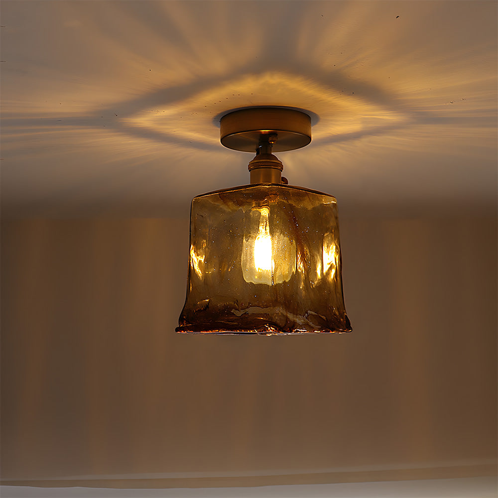 Vintage Amber Glass Multi-Style Semi-Flush Ceiling Light