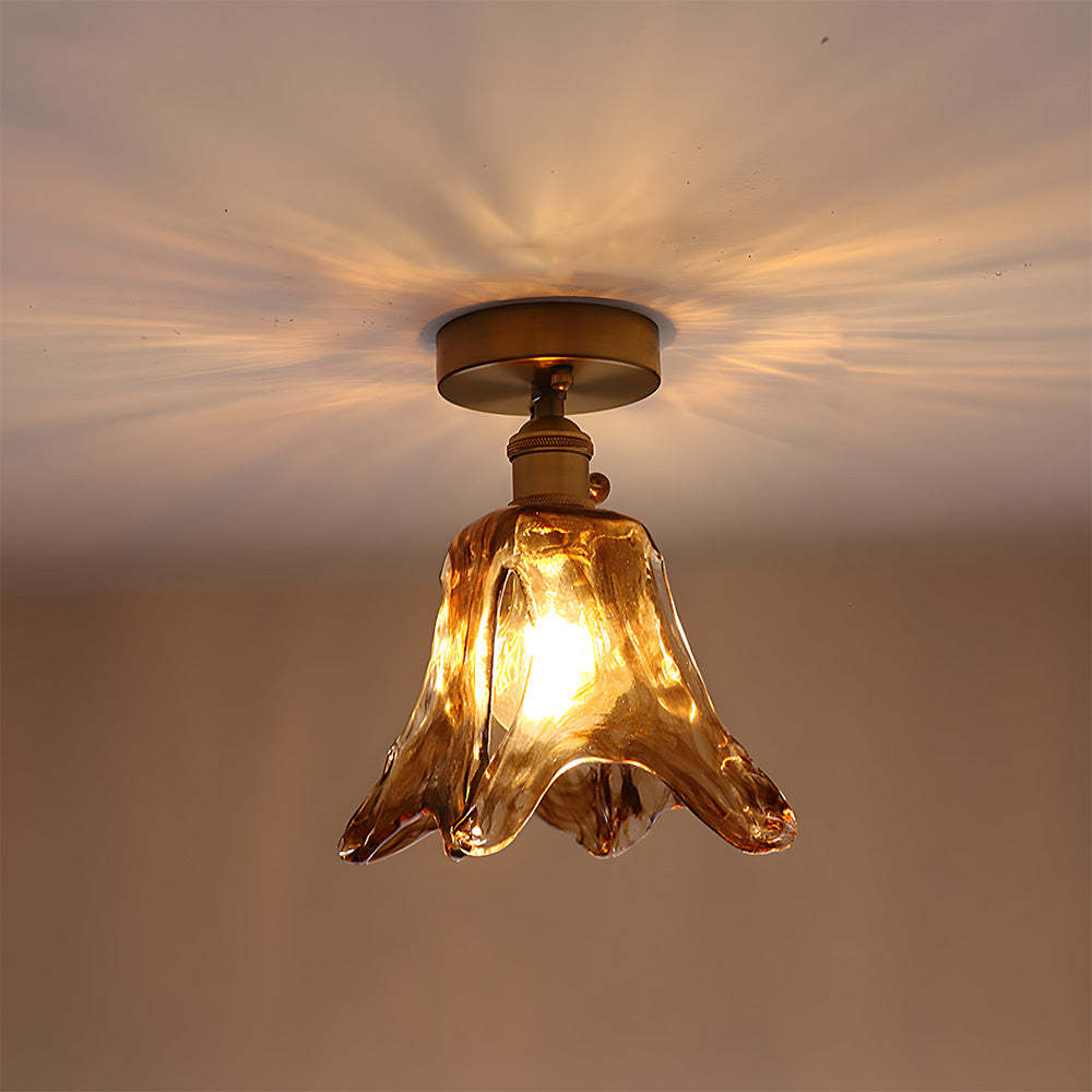 Vintage Amber Glass Multi-Style Semi-Flush Ceiling Light