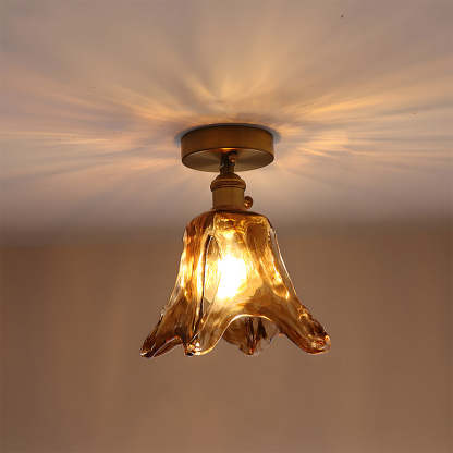 Vintage Amber Glass Multi-Style Semi-Flush Ceiling Light