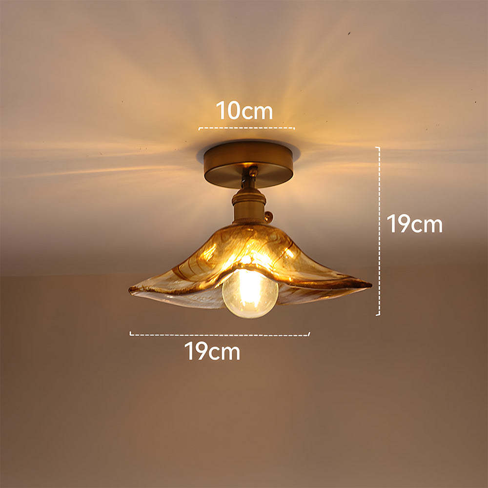Vintage Amber Glass Multi-Style Semi-Flush Ceiling Light