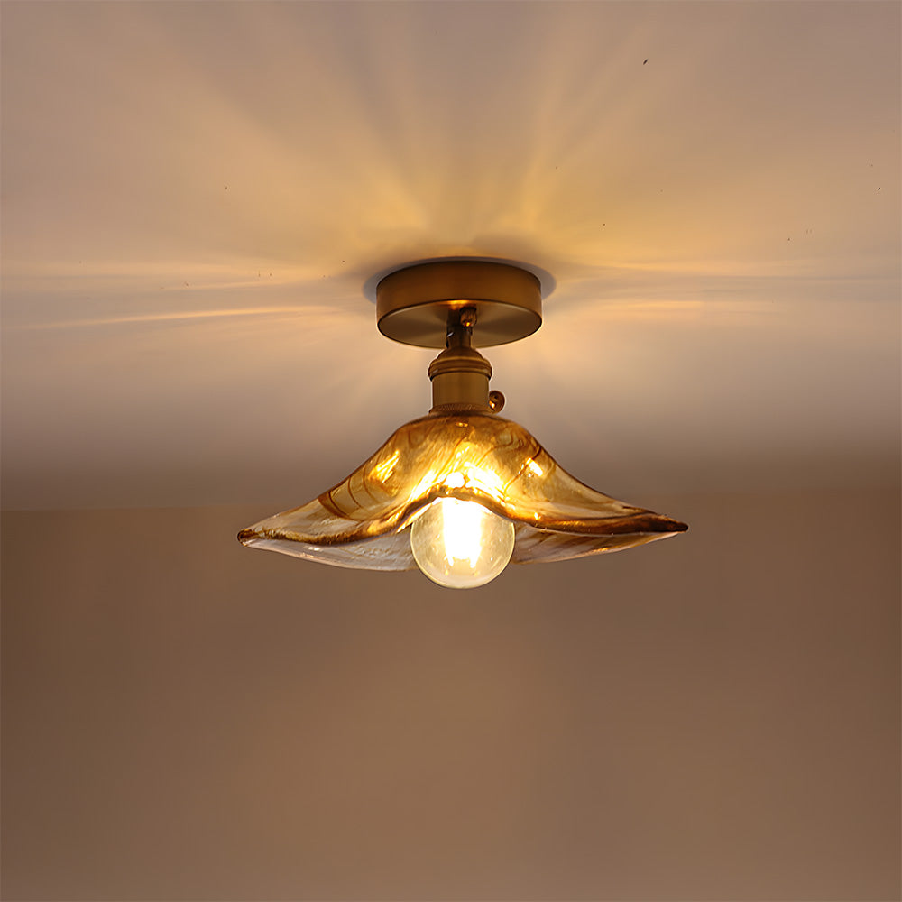Vintage Amber Glass Multi-Style Semi-Flush Ceiling Light