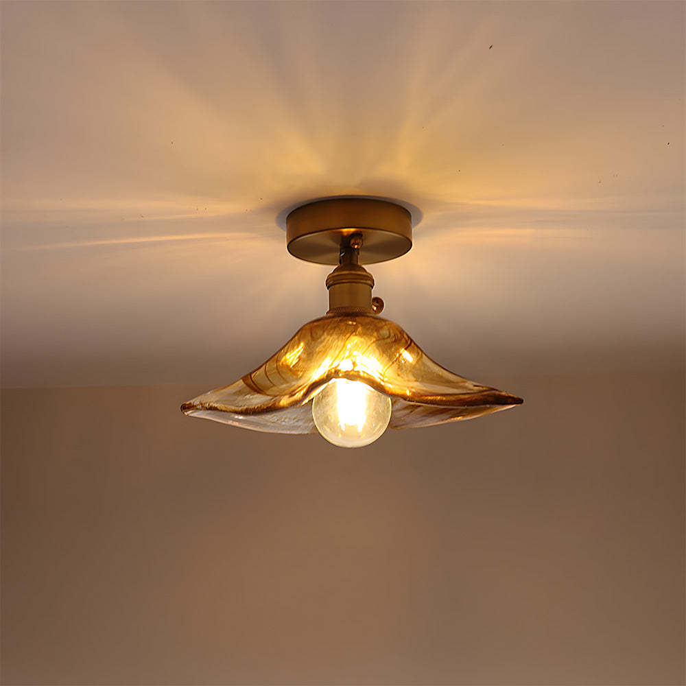 Vintage Amber Glass Multi-Style Semi-Flush Ceiling Light