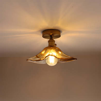 Vintage Amber Glass Multi-Style Semi-Flush Ceiling Light
