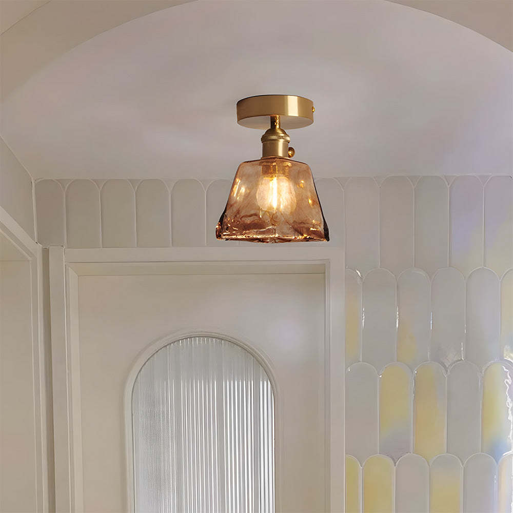 Vintage Amber Glass Multi-Style Semi-Flush Ceiling Light