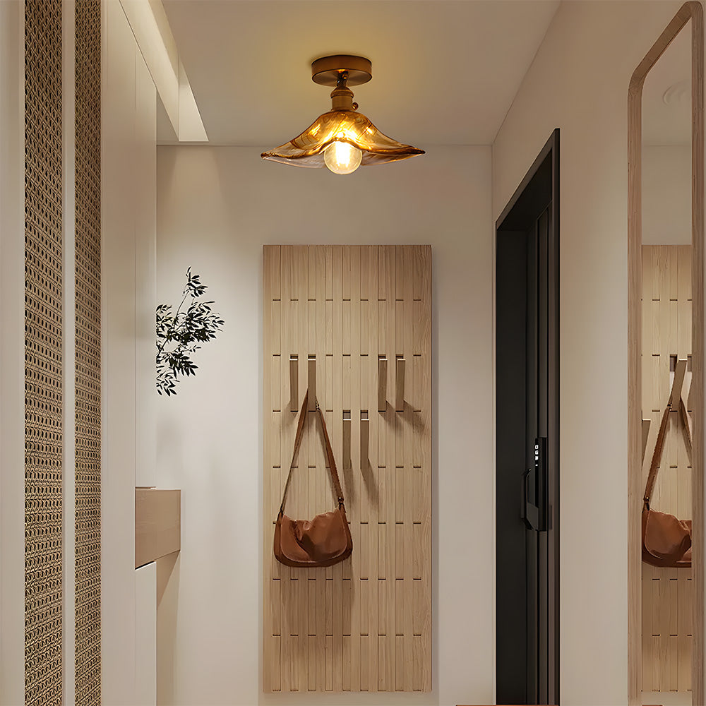 Vintage Amber Glass Multi-Style Semi-Flush Ceiling Light