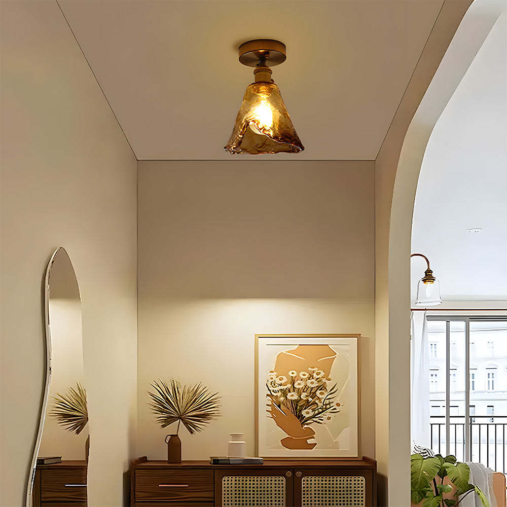 Vintage Amber Glass Multi-Style Semi-Flush Ceiling Light